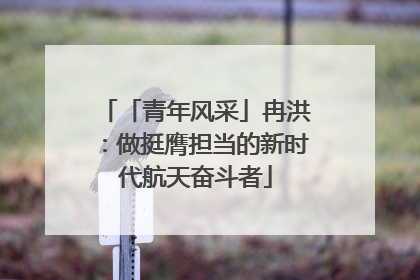 「青年风采」冉洪：做挺膺担当的新时代航天奋斗者