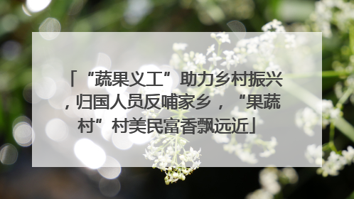 “蔬果义工”助力乡村振兴，归国人员反哺家乡，“果蔬村”村美民富香飘远近