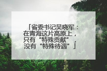 省委书记吴晓军：在青海这片高原上，只有“特殊贡献”，没有“特殊待遇”