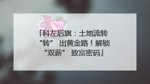 科左后旗：土地流转 “转” 出黄金路！解锁 “双薪” 致富密码