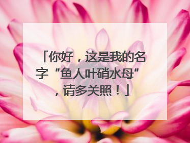 你好，这是我的名字“鱼人叶硝水母”，请多关照！
