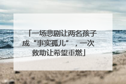 一场悲剧让两名孩子成“事实孤儿”，一次救助让希望重燃