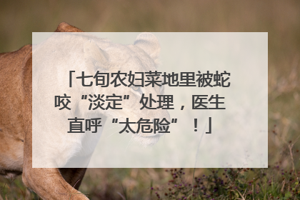 七旬农妇菜地里被蛇咬“淡定”处理，医生直呼“太危险”！
