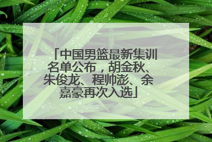 中国男篮最新集训名单公布，胡金秋、朱俊龙、程帅澎、余嘉豪再次入选