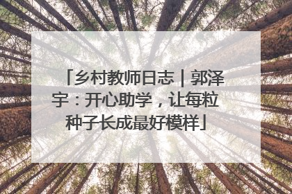 乡村教师日志｜郭泽宇：开心助学，让每粒种子长成最好模样