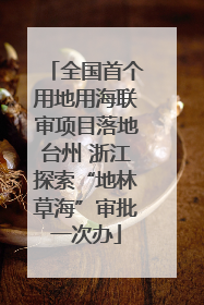 全国首个用地用海联审项目落地台州 浙江探索“地林草海”审批一次办