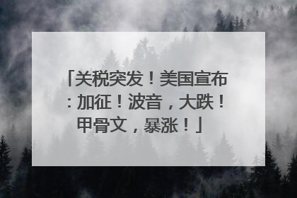关税突发！美国宣布：加征！波音，大跌！甲骨文，暴涨！