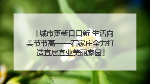 城市更新日日新 生活向美节节高——石家庄全力打造宜居宜业美丽家园