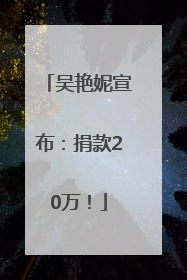 吴艳妮宣布：捐款20万！