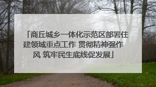 商丘城乡一体化示范区部署住建领域重点工作 贯彻精神强作风 筑牢民生底线促发展