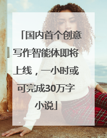国内首个创意写作智能体即将上线，一小时或可完成30万字小说