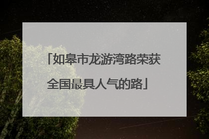 如皋市龙游湾路荣获全国最具人气的路
