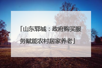 山东郓城：政府购买服务赋能农村居家养老