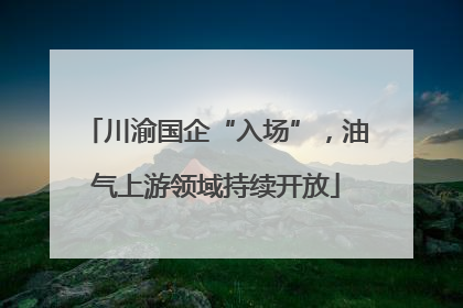 川渝国企“入场”，油气上游领域持续开放