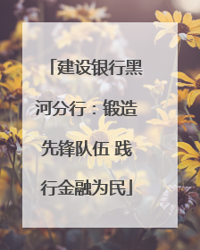建设银行黑河分行：锻造先锋队伍 践行金融为民