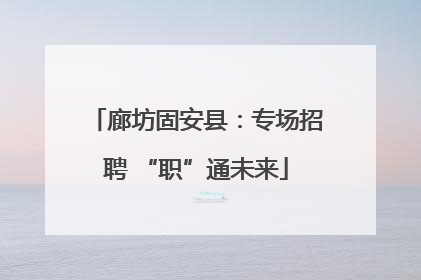廊坊固安县：专场招聘 “职”通未来