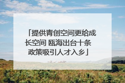 提供青创空间更给成长空间 瓯海出台十条政策吸引人才入乡