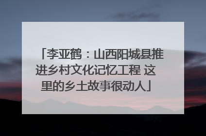 李亚鹤：山西阳城县推进乡村文化记忆工程 这里的乡土故事很动人