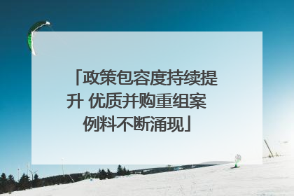 政策包容度持续提升 优质并购重组案例料不断涌现
