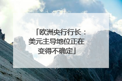 欧洲央行行长：美元主导地位正在变得不确定