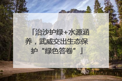 治沙护绿+水源涵养，武威交出生态保护“绿色答卷”