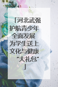 河北武强护航青少年全面发展 为学生送上文化与健康“大礼包”