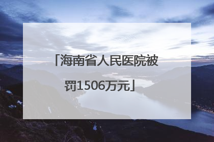 海南省人民医院被罚1506万元