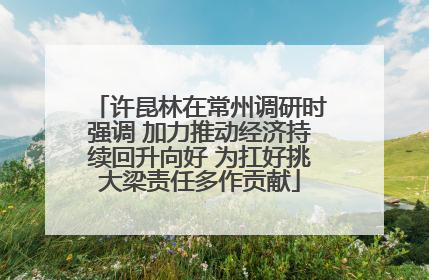 许昆林在常州调研时强调 加力推动经济持续回升向好 为扛好挑大梁责任多作贡献