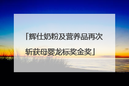 辉仕奶粉及营养品再次斩获母婴龙标奖金奖