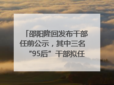 邵阳隆回发布干部任前公示，其中三名“95后”干部拟任副科级领导，均系硕士选调生