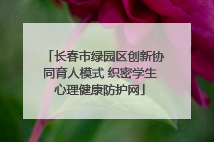 长春市绿园区创新协同育人模式 织密学生心理健康防护网