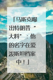 马斯克曝出特朗普“大料”：他的名字在爱泼斯坦档案中！