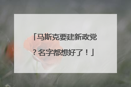 马斯克要建新政党？名字都想好了！
