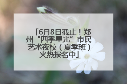 6月8日截止！郑州“四季星光”市民艺术夜校（夏季班）火热报名中