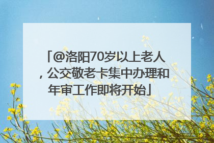 @洛阳70岁以上老人，公交敬老卡集中办理和年审工作即将开始